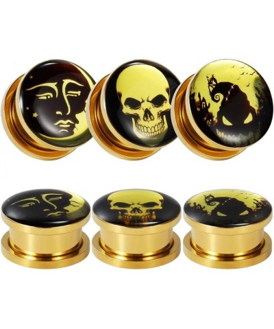 6 Pcs Stanless Steel Gold Epoxy Screw Fit Ear Gauges Ear Plug Flesh Plugs Piercing Jewelry 2g - 1-3/16 inch 5/8"(16mm) $9.45 ...