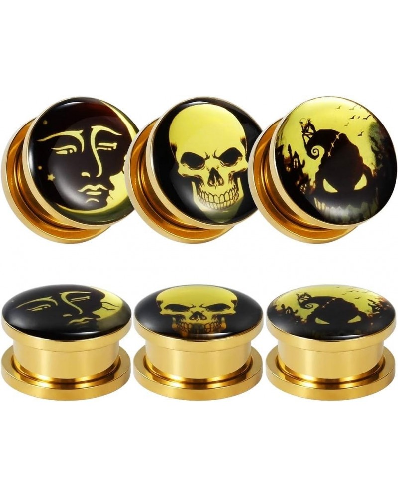 6 Pcs Stanless Steel Gold Epoxy Screw Fit Ear Gauges Ear Plug Flesh Plugs Piercing Jewelry 2g - 1-3/16 inch 5/8"(16mm) $9.45 ...