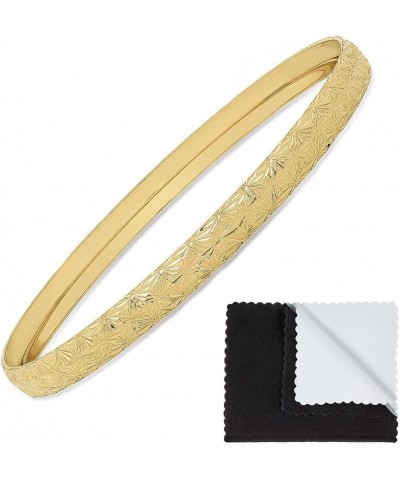 6mm Gold Plated Etched Starburst Pattern Bangle Bracelet + Microfiber Polishing Cloth 60.0 Millimeters $20.39 Bracelets