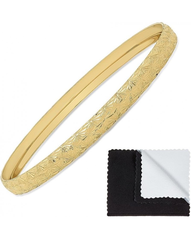 6mm Gold Plated Etched Starburst Pattern Bangle Bracelet + Microfiber Polishing Cloth 60.0 Millimeters $20.39 Bracelets