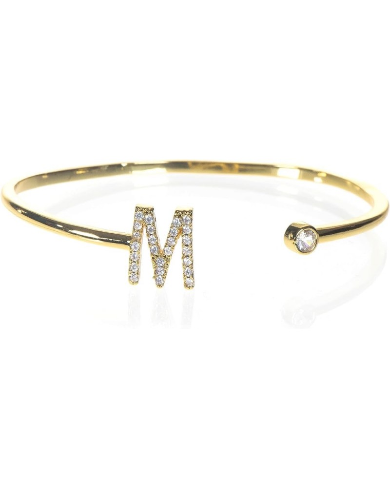 LUX Gold Bangle Bracelets for Women – Gold Initial Bracelet with Letter Charm – 18K Gold Plated Bracelets for Women – Chic an...