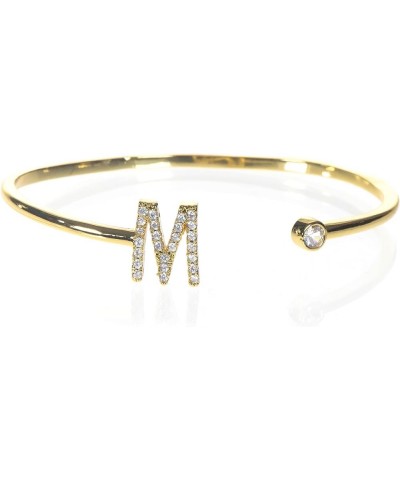 LUX Gold Bangle Bracelets for Women – Gold Initial Bracelet with Letter Charm – 18K Gold Plated Bracelets for Women – Chic an...