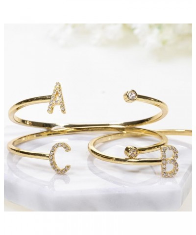 LUX Gold Bangle Bracelets for Women – Gold Initial Bracelet with Letter Charm – 18K Gold Plated Bracelets for Women – Chic an...