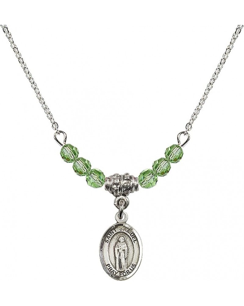 August Birth Month Bead Necklace with Catholic Patron Saint Petite Charm, 18 Inch Saint Samuel $33.24 Necklaces