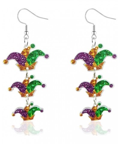 Mardi Gras Earrings for Women, Carnival Theme Champagne Mask Hat Acrylic Earrings for Girls, Mardi Gras Dangle Earrings for H...