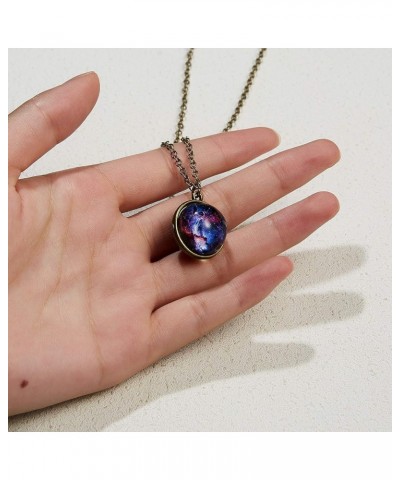 Galaxy Planet Pendant Necklace Glow in Dark Double Side Glass Crystal Ball Moon Earth Astronomy Universe Necklace Luminios Ge...