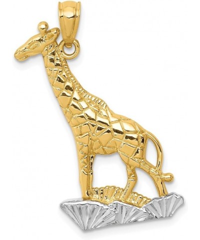 Solid 14k Yellow and White Gold Two Tone Diamond-Cut Polished Giraffe Pendant (15mm x 30.5mm) $60.90 Pendants