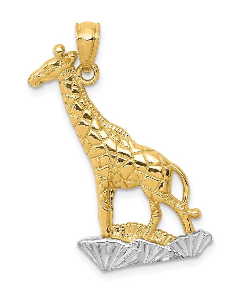 Solid 14k Yellow and White Gold Two Tone Diamond-Cut Polished Giraffe Pendant (15mm x 30.5mm) $60.90 Pendants