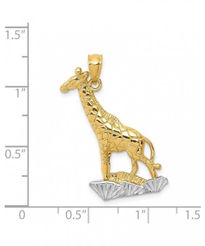 Solid 14k Yellow and White Gold Two Tone Diamond-Cut Polished Giraffe Pendant (15mm x 30.5mm) $60.90 Pendants