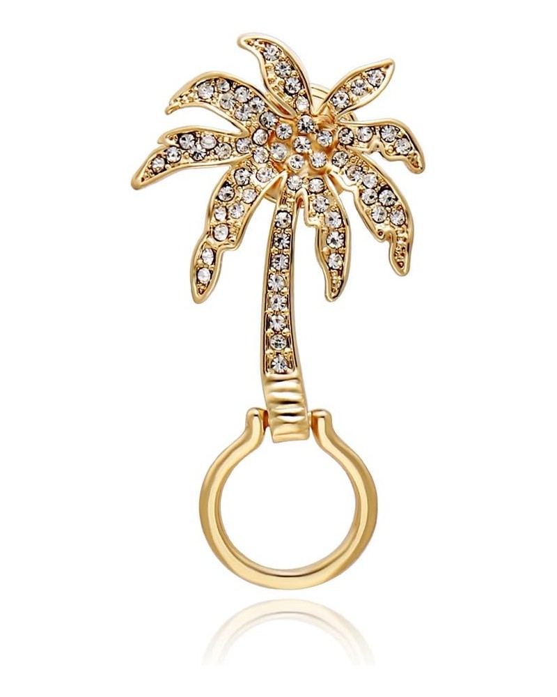 Fashion Plant Eyeglass Holder Unique Tropical Holiday Green Coconut Palm Crystal Tree Pin Brooch gold $9.13 Brooches & Pins