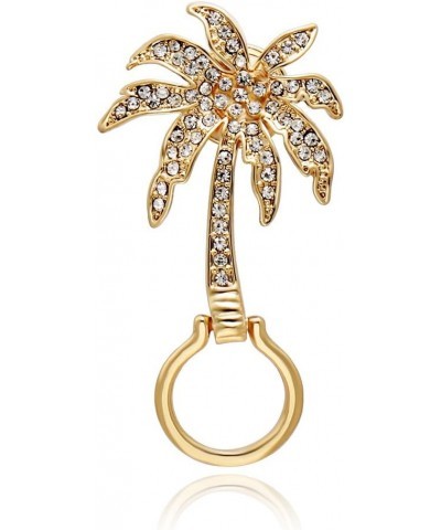 Fashion Plant Eyeglass Holder Unique Tropical Holiday Green Coconut Palm Crystal Tree Pin Brooch gold $9.13 Brooches & Pins