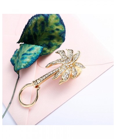 Fashion Plant Eyeglass Holder Unique Tropical Holiday Green Coconut Palm Crystal Tree Pin Brooch gold $9.13 Brooches & Pins