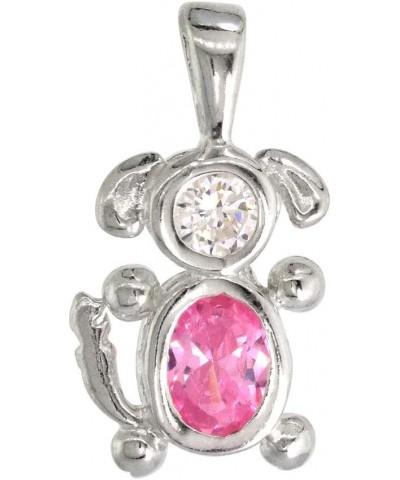 Sterling Silver Pink Tourmaline Cubic Zirconia October Birthstone Dog Necklace with 1.5 mm Bead Chain 16-inch $16.77 Pendants