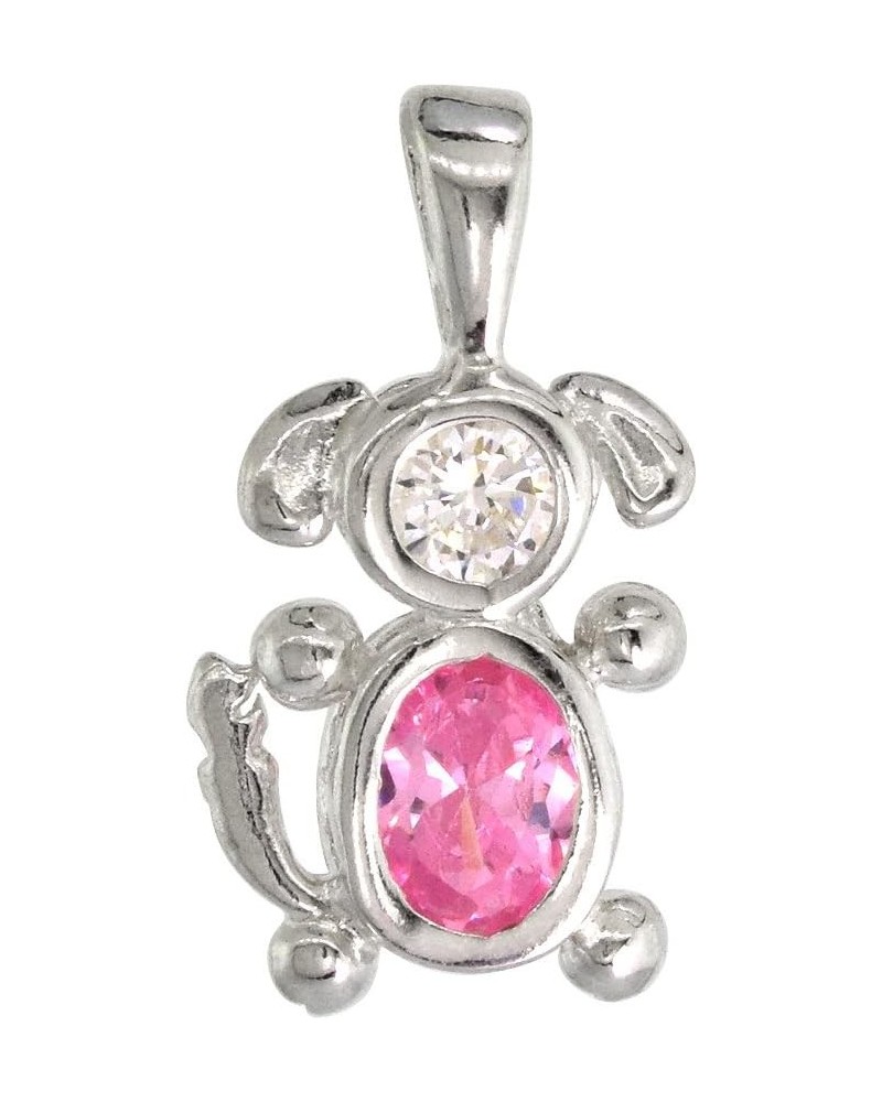 Sterling Silver Pink Tourmaline Cubic Zirconia October Birthstone Dog Necklace with 1.5 mm Bead Chain 16-inch $16.77 Pendants