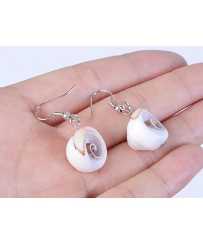 Womens Multicolor Golden Accent Ocean Seashell Conch Mermaid Sea Witch Drop Dangle Earrings White1 $11.82 Earrings