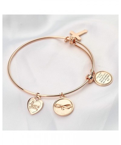 Christian Bracelet I Can Do All Things Through Christ Who Strengthens Me Philippians 4:13 Expandable Rose Gold Bangle Religio...