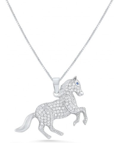 Sterling Silver Cz Running Stallion Horse Necklace for Adult Womens and Teen Girls $22.77 Necklaces