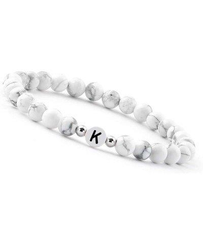 EST. 2015 Beaded Bracelet Letter Partner Bracelet White With Genuine Howlite Beads I Gift For Couples For Christmas I Persona...