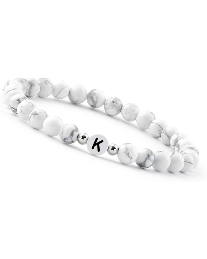 EST. 2015 Beaded Bracelet Letter Partner Bracelet White With Genuine Howlite Beads I Gift For Couples For Christmas I Persona...