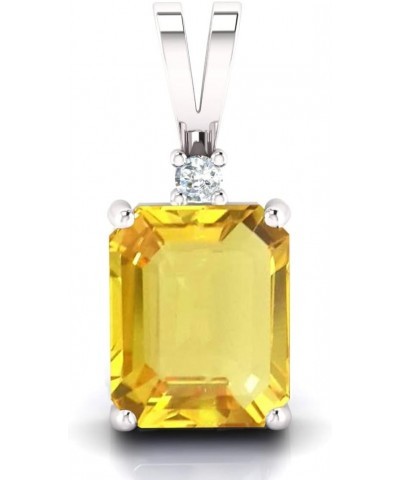 Natural Certified Fine Jewelry 4.75 Carat Astrological Yellow Sapphire And American Diamond Pendant Necklace Birthstone 925 S...