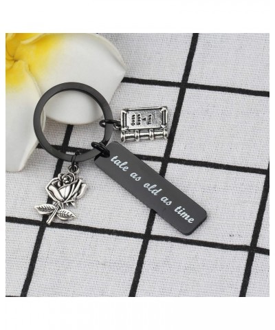 Tale as Old as Time Belle Rose Bangle Bracelet Beauty and the Beast Inspired Bangle Jewelry Black Tale Keychain $10.43 Bracelets