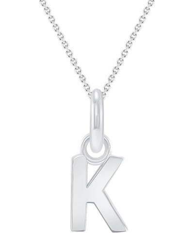 Solid 10k White Gold Personalized Mini Initial Letter A-Z Pendant Necklace 22.0 Inches K $38.95 Necklaces