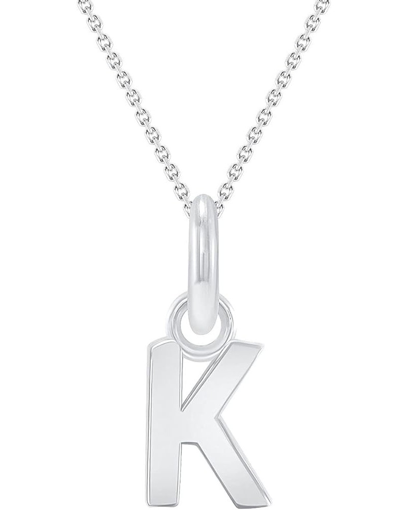 Solid 10k White Gold Personalized Mini Initial Letter A-Z Pendant Necklace 22.0 Inches K $38.95 Necklaces