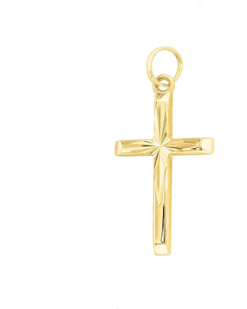 Lucchetta - 14 karat Yellow Gold Cross Shiny Diamond-Cut Effect - without chain / 14k Italian Religious Gift Charm for Neckla...