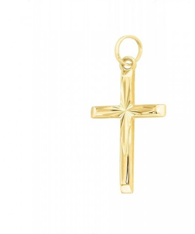 Lucchetta - 14 karat Yellow Gold Cross Shiny Diamond-Cut Effect - without chain / 14k Italian Religious Gift Charm for Neckla...