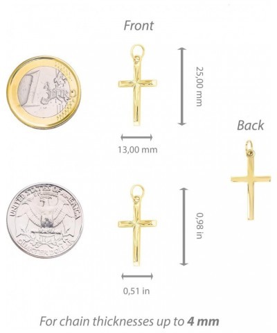 Lucchetta - 14 karat Yellow Gold Cross Shiny Diamond-Cut Effect - without chain / 14k Italian Religious Gift Charm for Neckla...