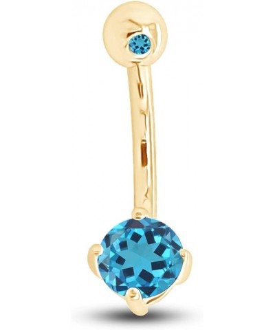 Body Piercing Belly Button Ring in 14K Gold Over Sterling Silver Gift For Her Yellow Gold Over : Simulated Blue Topaz $13.80 ...