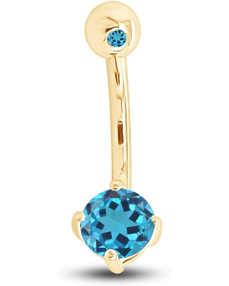 Body Piercing Belly Button Ring in 14K Gold Over Sterling Silver Gift For Her Yellow Gold Over : Simulated Blue Topaz $13.80 ...