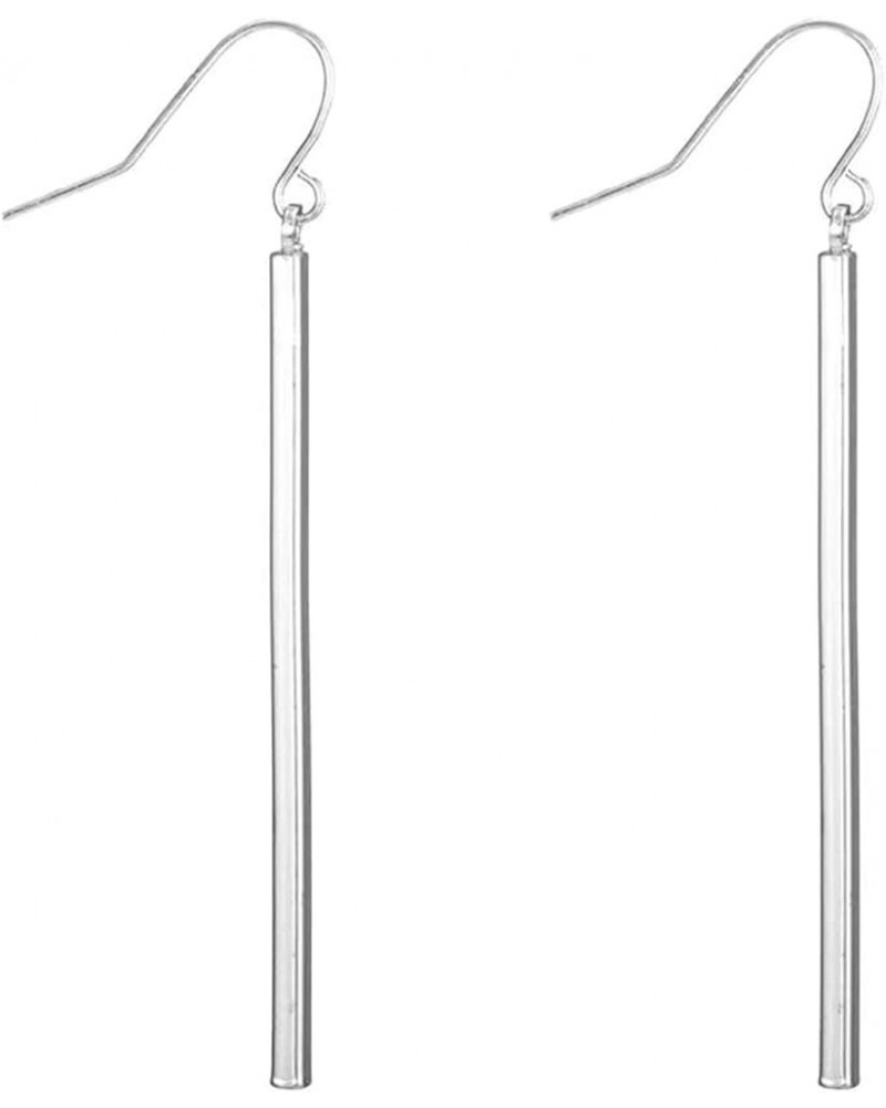 Vertical Bar Dangle Earrings for Women Girls Minimalist Women's Drop Dangle Earrings Simple Geometric Jewelry Silver $7.63 Ea...