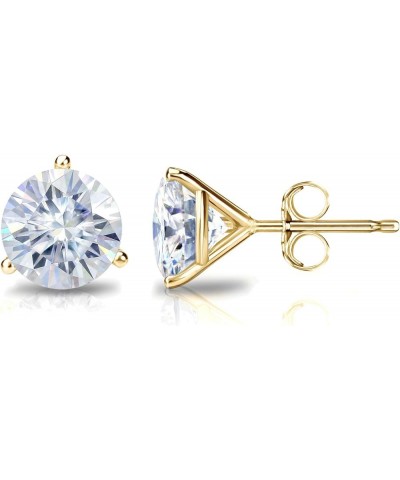 18k Gold Round Moissanite Stud Earrings (1 to 7ct TGW, H-I) 3-Prong Martini Set, Push-Back Yellow Gold 3.5 carats $606.06 Ear...