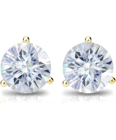 18k Gold Round Moissanite Stud Earrings (1 to 7ct TGW, H-I) 3-Prong Martini Set, Push-Back Yellow Gold 3.5 carats $606.06 Ear...