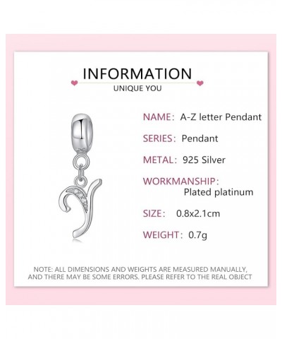 S925 Sterling Silver Plated Platinum Letter Charm Beads A-Z Initial Charms for Bracelets Compatible With Pandora Bracelet DIY...