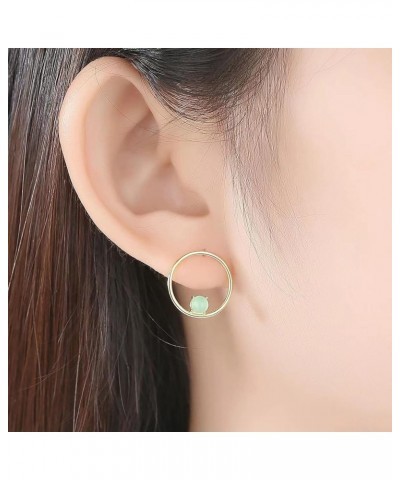 Jade Stud Earrings for Women,925 Sterling Silver Stud Earrings with Green Jade 18K Gold Plated Women's Stud Earrings for Sens...