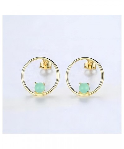 Jade Stud Earrings for Women,925 Sterling Silver Stud Earrings with Green Jade 18K Gold Plated Women's Stud Earrings for Sens...