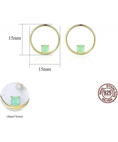 Jade Stud Earrings for Women,925 Sterling Silver Stud Earrings with Green Jade 18K Gold Plated Women's Stud Earrings for Sens...