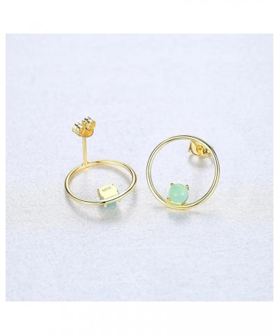 Jade Stud Earrings for Women,925 Sterling Silver Stud Earrings with Green Jade 18K Gold Plated Women's Stud Earrings for Sens...