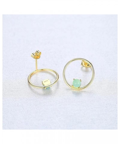 Jade Stud Earrings for Women,925 Sterling Silver Stud Earrings with Green Jade 18K Gold Plated Women's Stud Earrings for Sens...