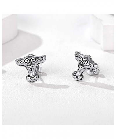 Norse Viking Jewelry Sterling Silver/Stainless Steel Stud Earrings Celtic Wolf/Thors Hammer Studs for Women Men 06. Sterling ...