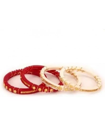 Meenakshi imitation Pack of 4 Gold Plated Plastic Acrylic Bangles for Women Casual Daily Wear Bangle Set Red 2.2 $16.00 Brace...