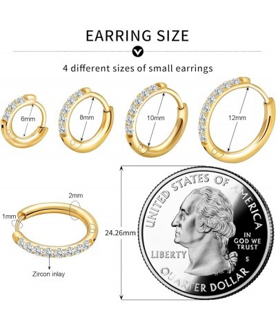 Hademade Small Gold Hoop Earrings for Women: Stainless Ssteel Huggie Earrings with CZ Statement Earrings Hypoallergenic 14k G...