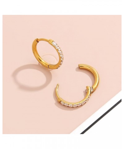 Hademade Small Gold Hoop Earrings for Women: Stainless Ssteel Huggie Earrings with CZ Statement Earrings Hypoallergenic 14k G...