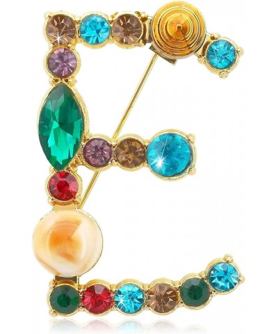 Letter Brooch Pins Initial Colorful Rhinestone Resin Brooch for Women Crafts Breastpin Gold A-Z Gold E $7.79 Brooches & Pins