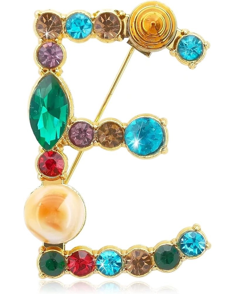 Letter Brooch Pins Initial Colorful Rhinestone Resin Brooch for Women Crafts Breastpin Gold A-Z Gold E $7.79 Brooches & Pins