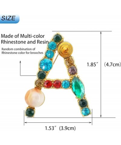 Letter Brooch Pins Initial Colorful Rhinestone Resin Brooch for Women Crafts Breastpin Gold A-Z Gold E $7.79 Brooches & Pins