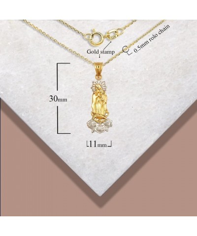 Our Lady Of Guadalupe Rose Flower Pendant Necklace Fine Real Solid 10Kt Gold 10K Yellow Gold $43.19 Necklaces