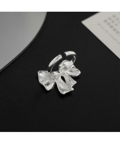 Cubic Zirconia Bow Rings for Women, Cute Gold Ribbon Bowknot Ring Gift Silver $7.64 Rings